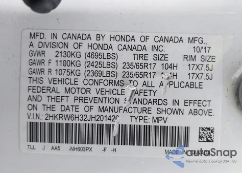 2018 Honda Cr-V Lx z USA, uszkodzony, nr VIN 2HKRW6H32JH201426